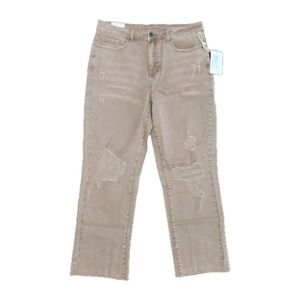 Grace & Lace Size 10 Mel's Fave Distressed Crop Straight Leg Jeans Vintage Wine